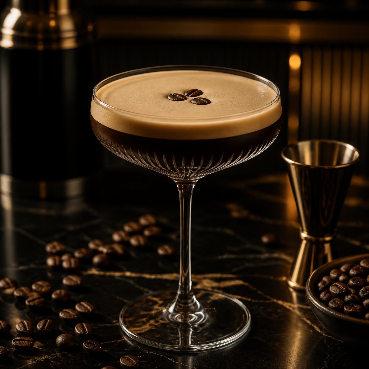 Espresso Martini cocktail served in its classic glassware